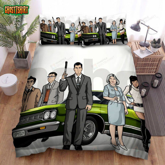 Archer Main Characters And The Car Bed Sheets Spread Duvet Cover Bedding Set