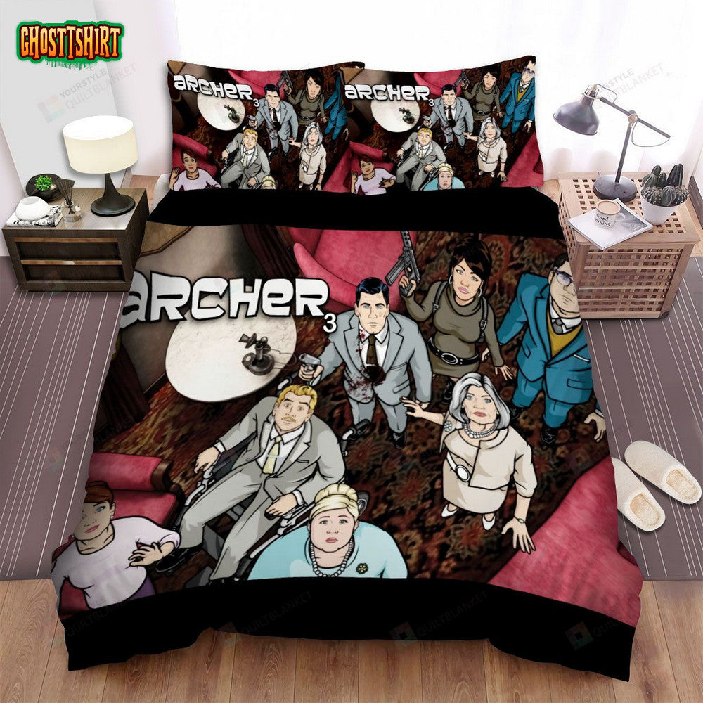 Archer Season 3 Characters Bed Sheets Spread Duvet Cover Bedding Set