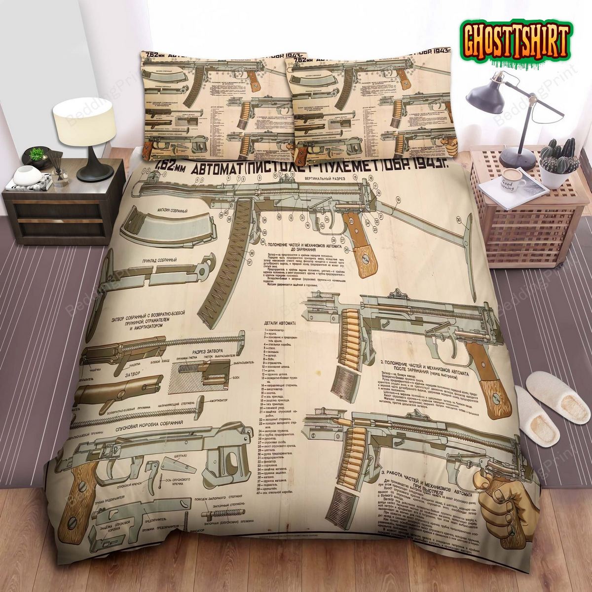 Army Anatomy Of The 7,62mm Abtomat Bed Sheets Duvet Cover Bedding Set