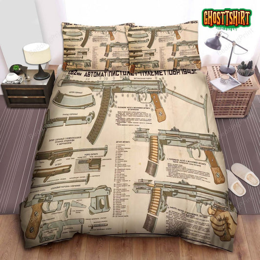 Army Anatomy Of The 7,62mm Abtomat Bed Sheets Duvet Cover Bedding Set