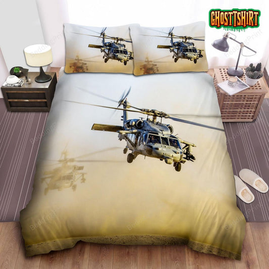 Army Black Hawk Helicopters Photograph Bed Sheets Duvet Cover Bedding Set