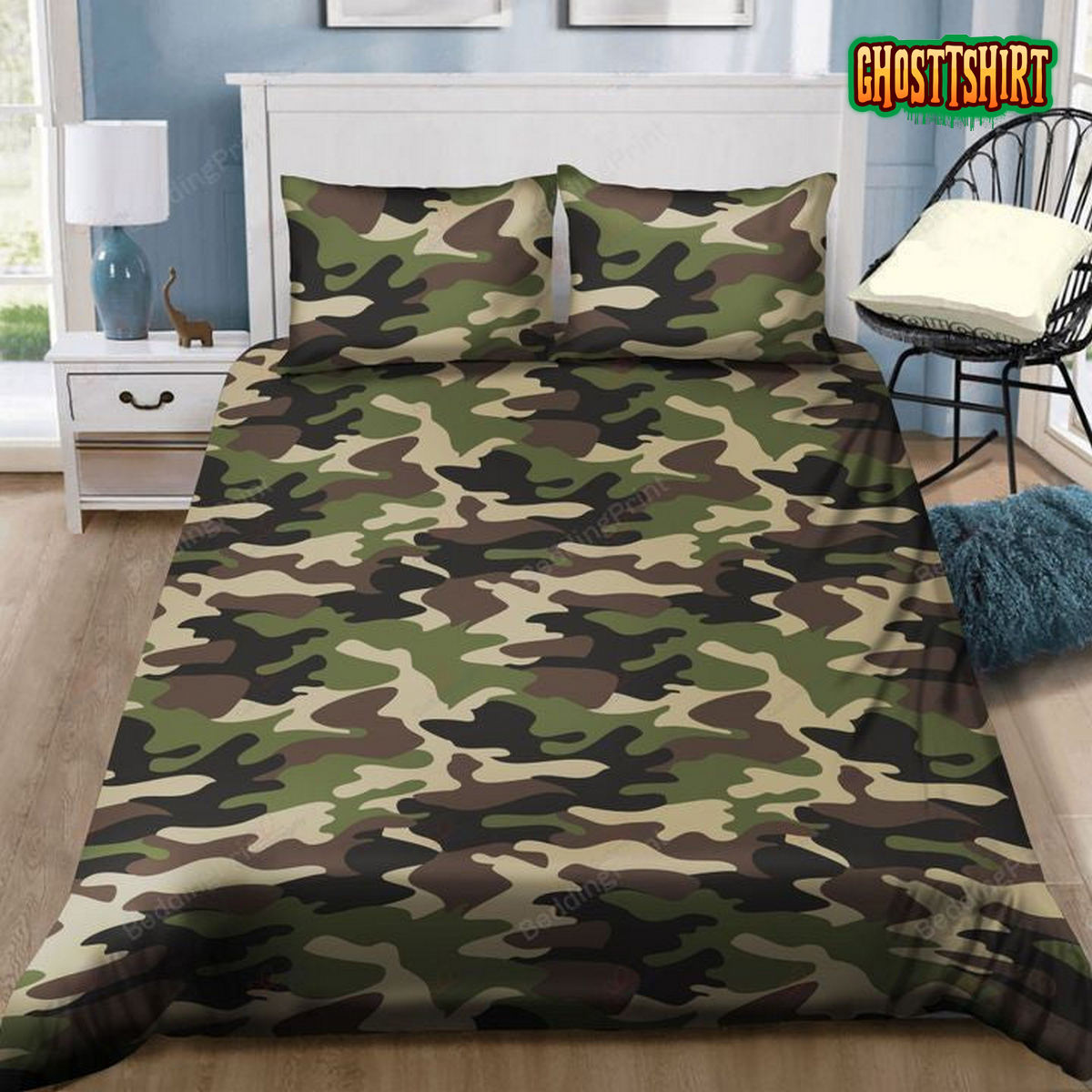 Army Green Camouflage Bed Sheets Duvet Cover Bedding Set