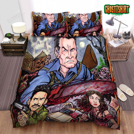 Ash Vs Evil Dead Movie Illustration 6 Bed Sheets Duvet Cover Bedding Set