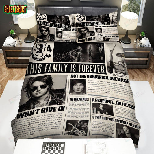 Asking Alexandria Newspaper Poster Bed Sheets Spread Comforter Duvet Cover Bedding Set