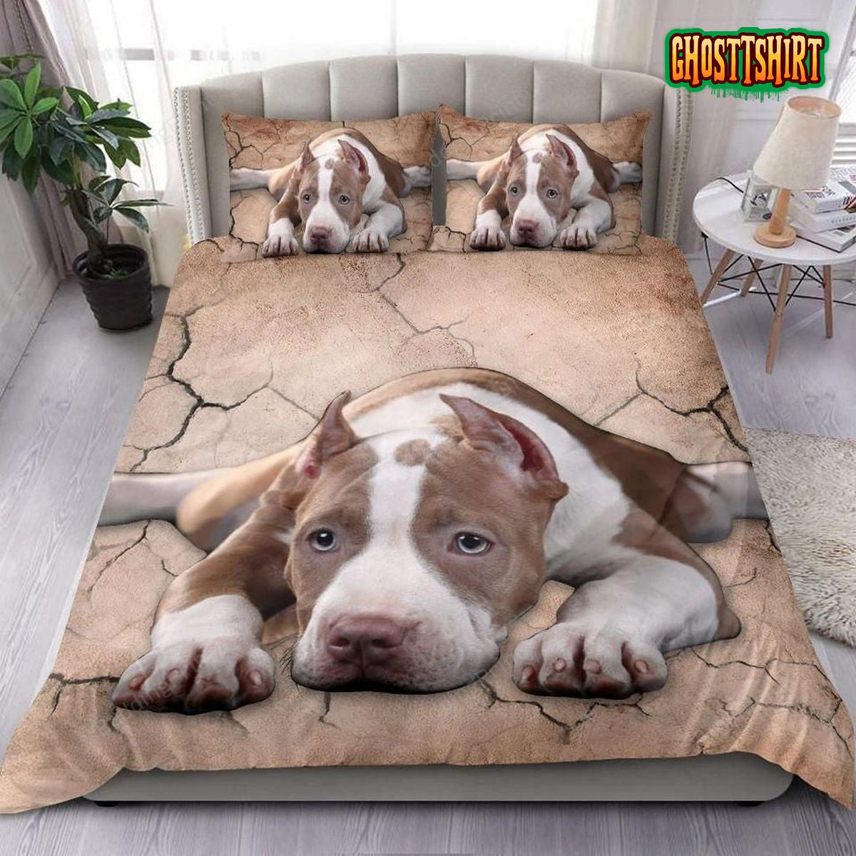 Asleep Pitbull Bed Sheets Duvet Cover Bedding Set