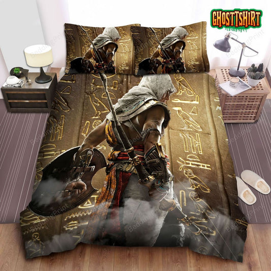 Assassin's Creed Origins Hieroglyphs Bed Sheets Duvet Cover Bedding Set