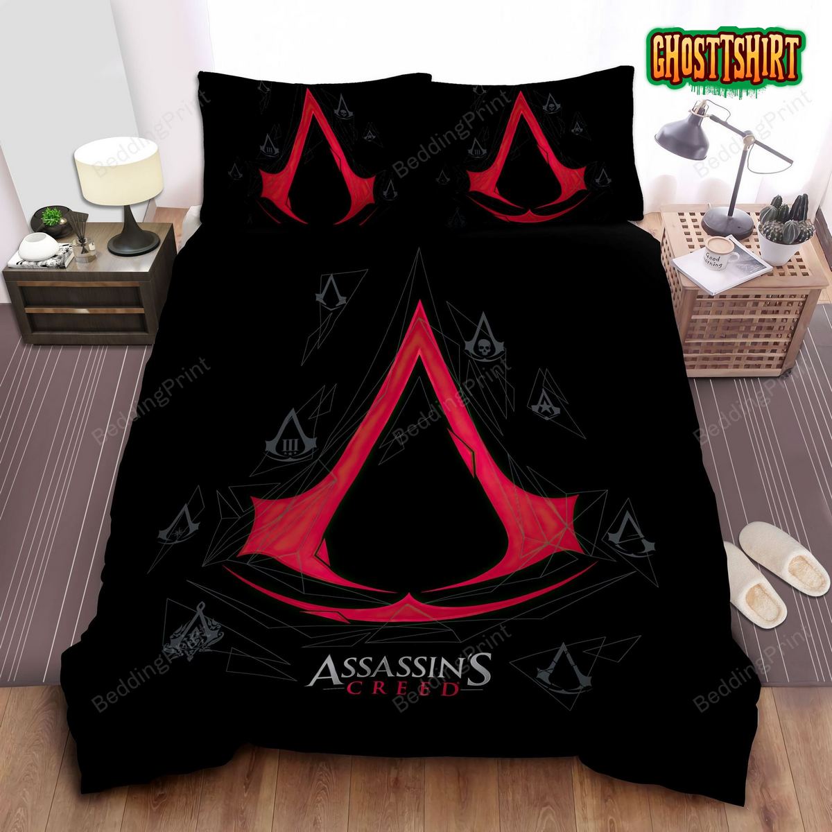Assassin's Creed Red Logo Bed Sheets Duvet Cover Bedding Set