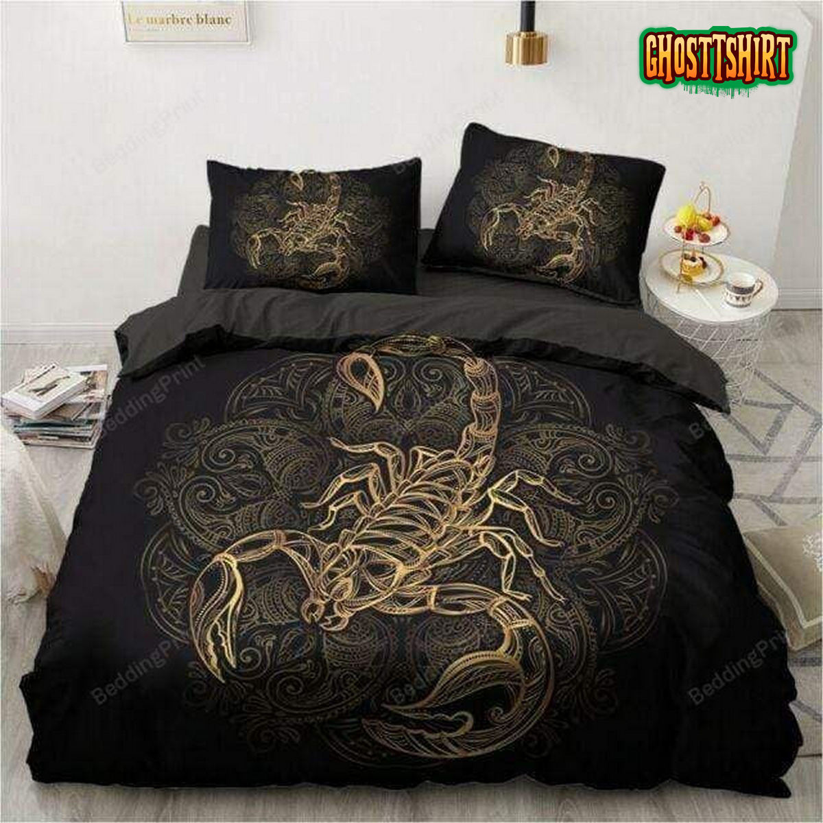 Astrology Scorpio Golden Bed Sheets Duvet Cover Bedding Set