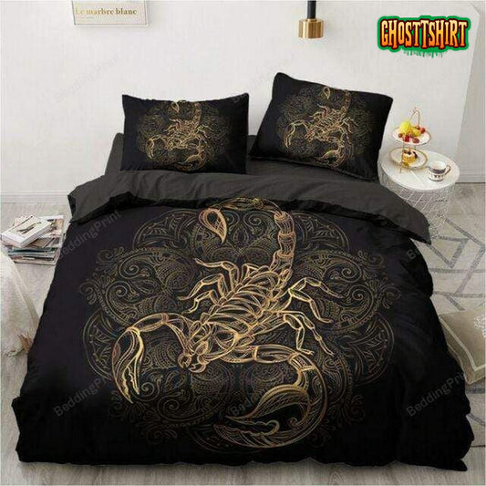Astrology Scorpio Golden Bed Sheets Duvet Cover Bedding Set