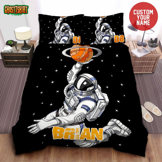 Astronaut Basketball Player Custom Name Duvet Cover Bedding Set