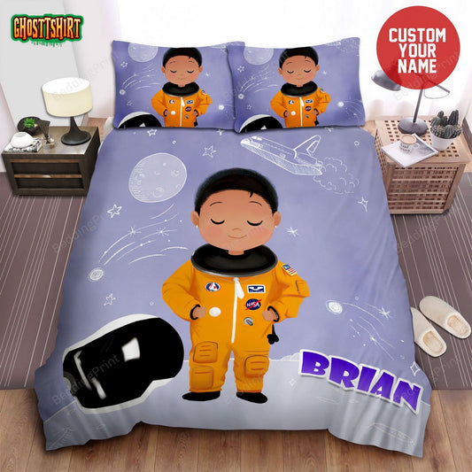 Astronaut Black Little Girl Black Girl Magic Custom Name Duvet Cover Bedding Set