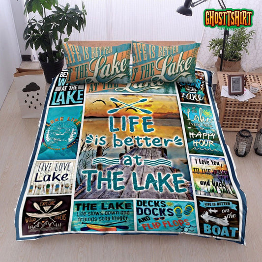 At The Lake Every Hour Is Happy Hour Bed Sheets Duvet Cover Bedding Set
