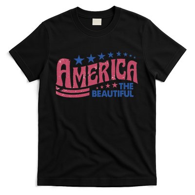 America The Beautiful Retro Vintage American 4th Of July T-Shirt