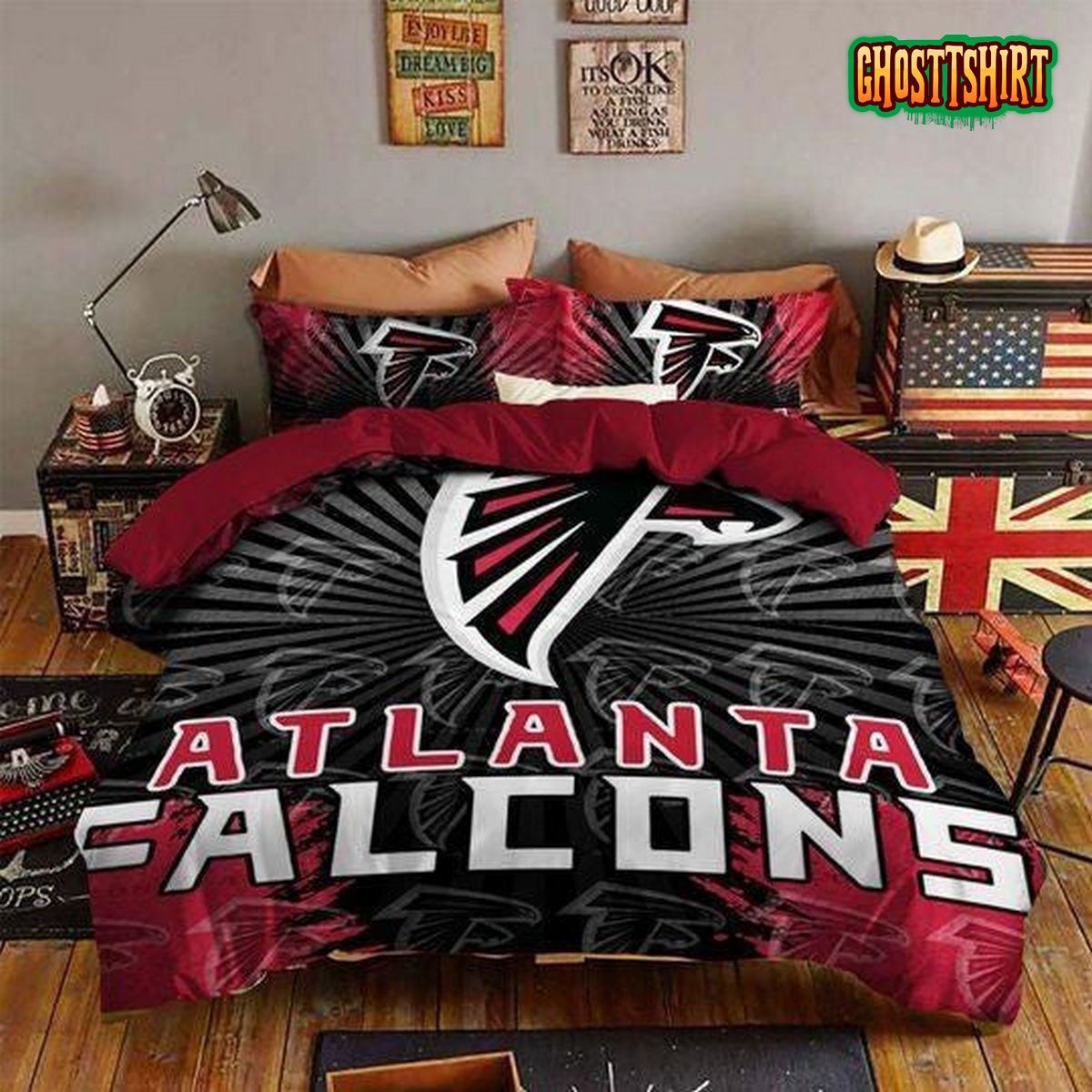 Atlanta Falcons 3D Logo With Iconic Colors Duvet Cover Bedding Set