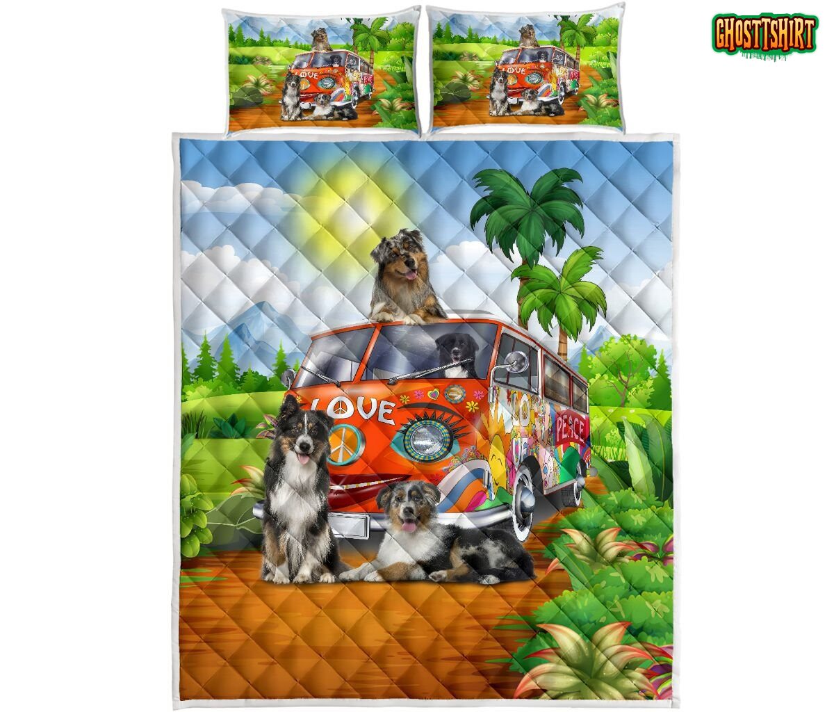 Australian Shepherd Hippie Bedding Set