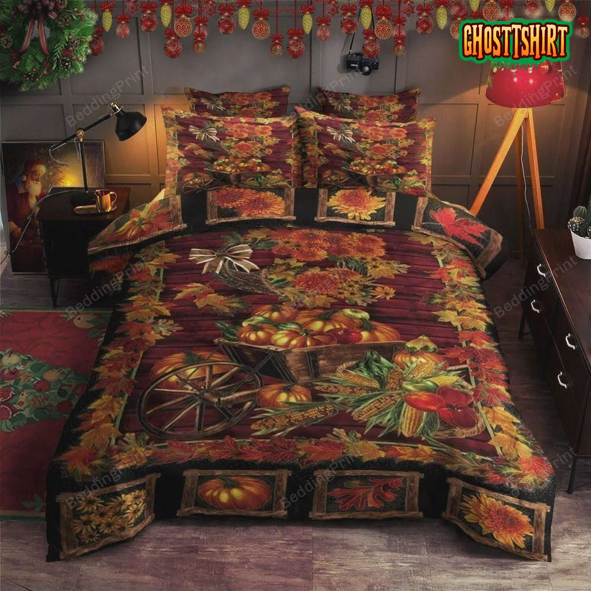 Autumn Fall With Pumpkin I Love Bumpkin Bed Sheets Spread Duvet Cover Bedding Set