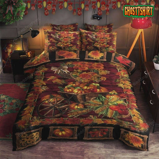 Autumn Fall With Pumpkin I Love Bumpkin Bed Sheets Spread Duvet Cover Bedding Set