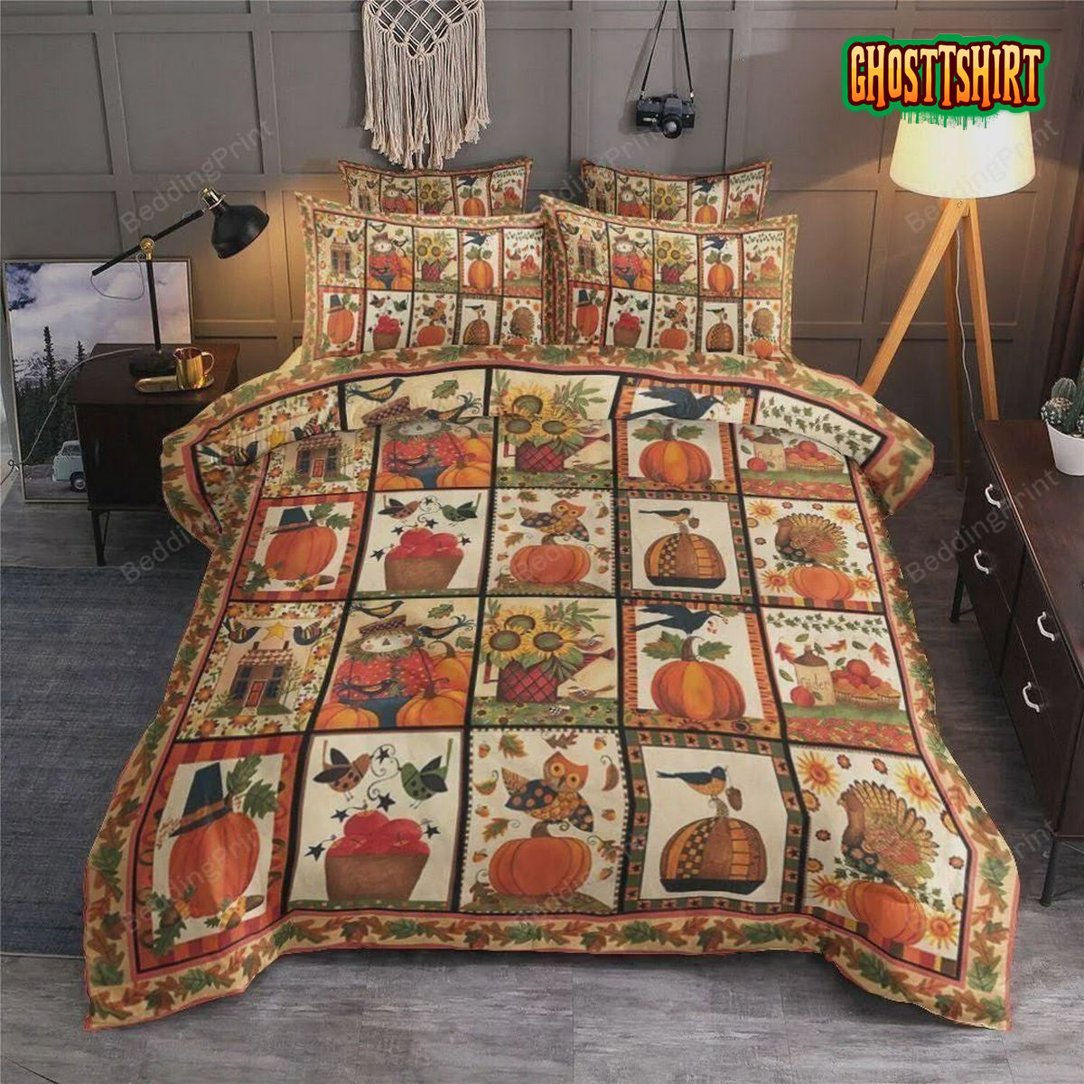 Autumn Thanksgiving On Square Bed Sheets Duvet Cover Bedding Set