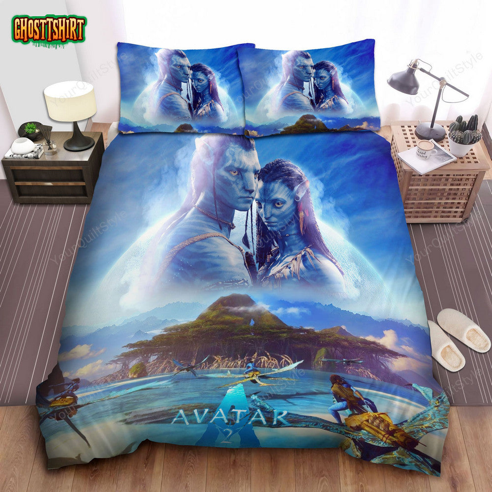 Avatar 2 Neytiri And Jake Sully Poster Bed Sheets Spread Comforter Duvet Cover Bedding Set