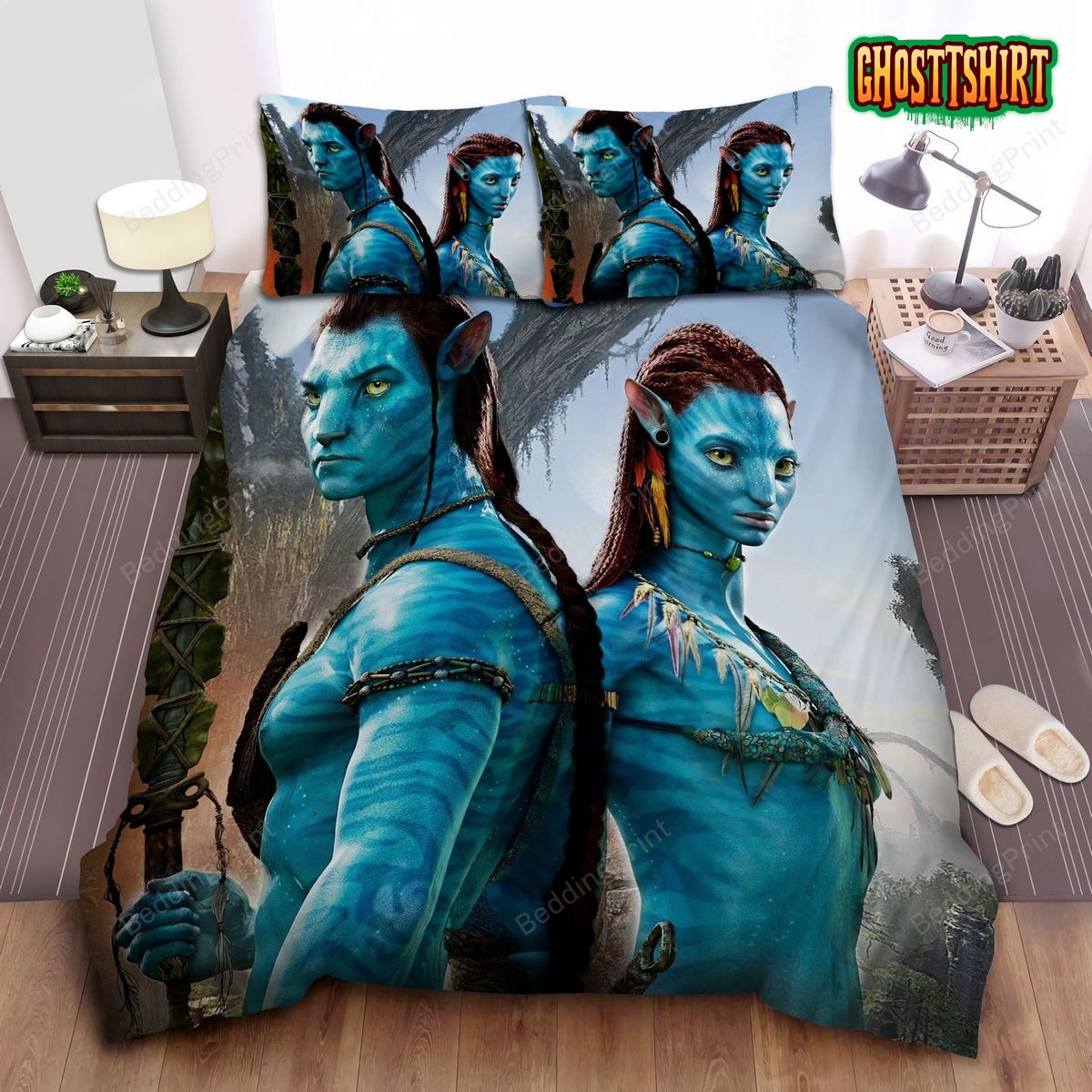 Avatar Neytiri And Jake Sully Close Up Portrait Bed Sheets Duvet Cover Bedding Set