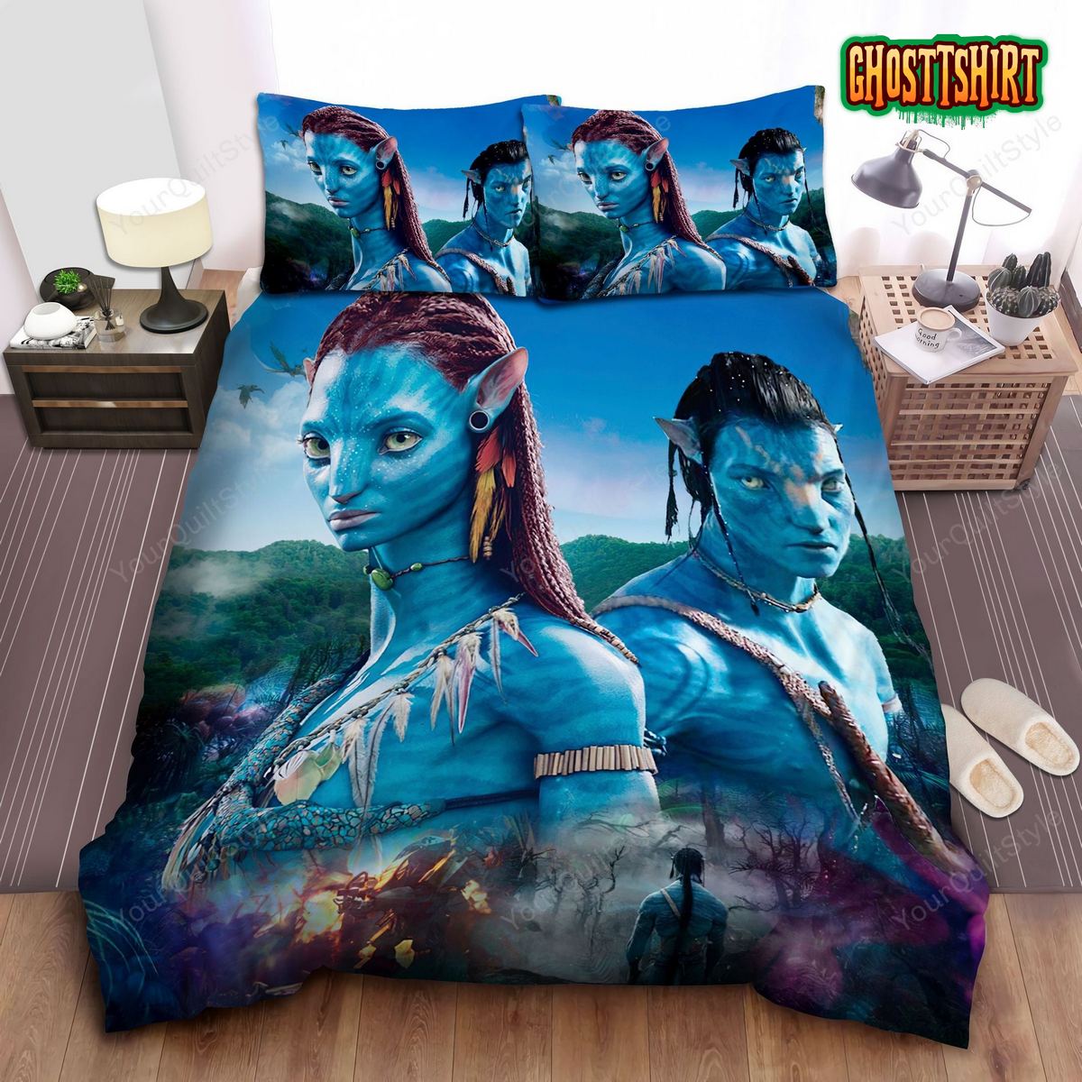 Avatar Neytiri And Jake Sully Digital Artwork Bed Sheets Duvet Cover Bedding Set