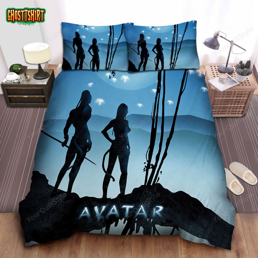 Avatar Neytiri And Jake Sully Silhouettes Artwork Bed Sheets Duvet Cover Bedding Set