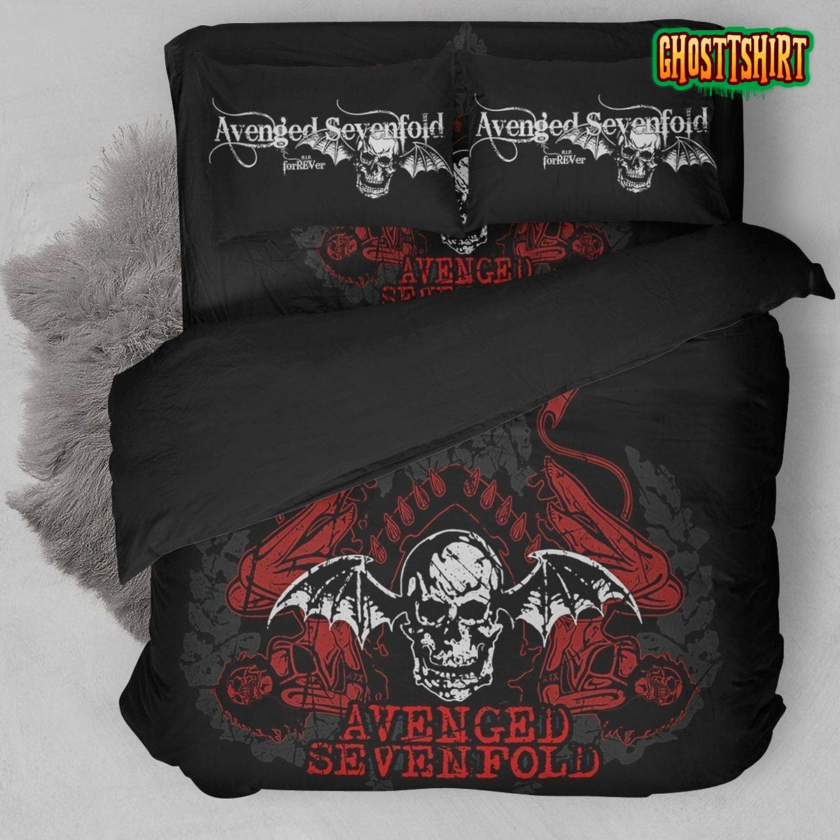 Avenged Sevenfold Logo With Iconic Colors 3D Printed Duvet Cover Bedding Set