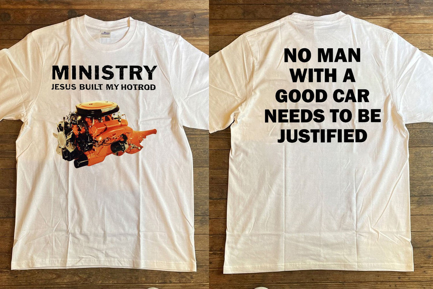 Ministry Album T-Shirt - Jesus Built My Hotrod Design