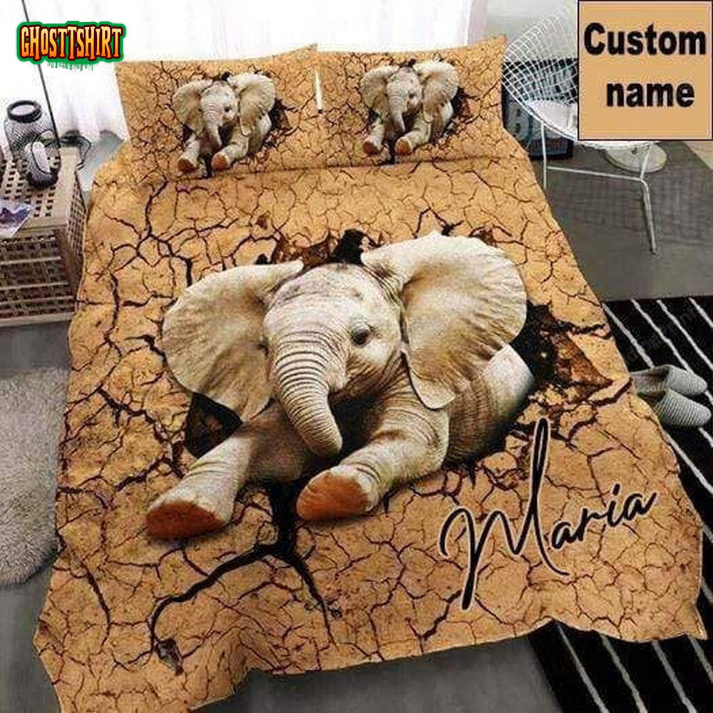 Baby Elephant So Cute Personalized Custom Name Duvet Cover Bedding Set
