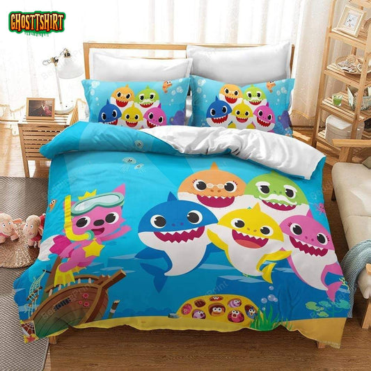 Baby Shark Funny Kid'S Room Custom Name Cover Bedding Set