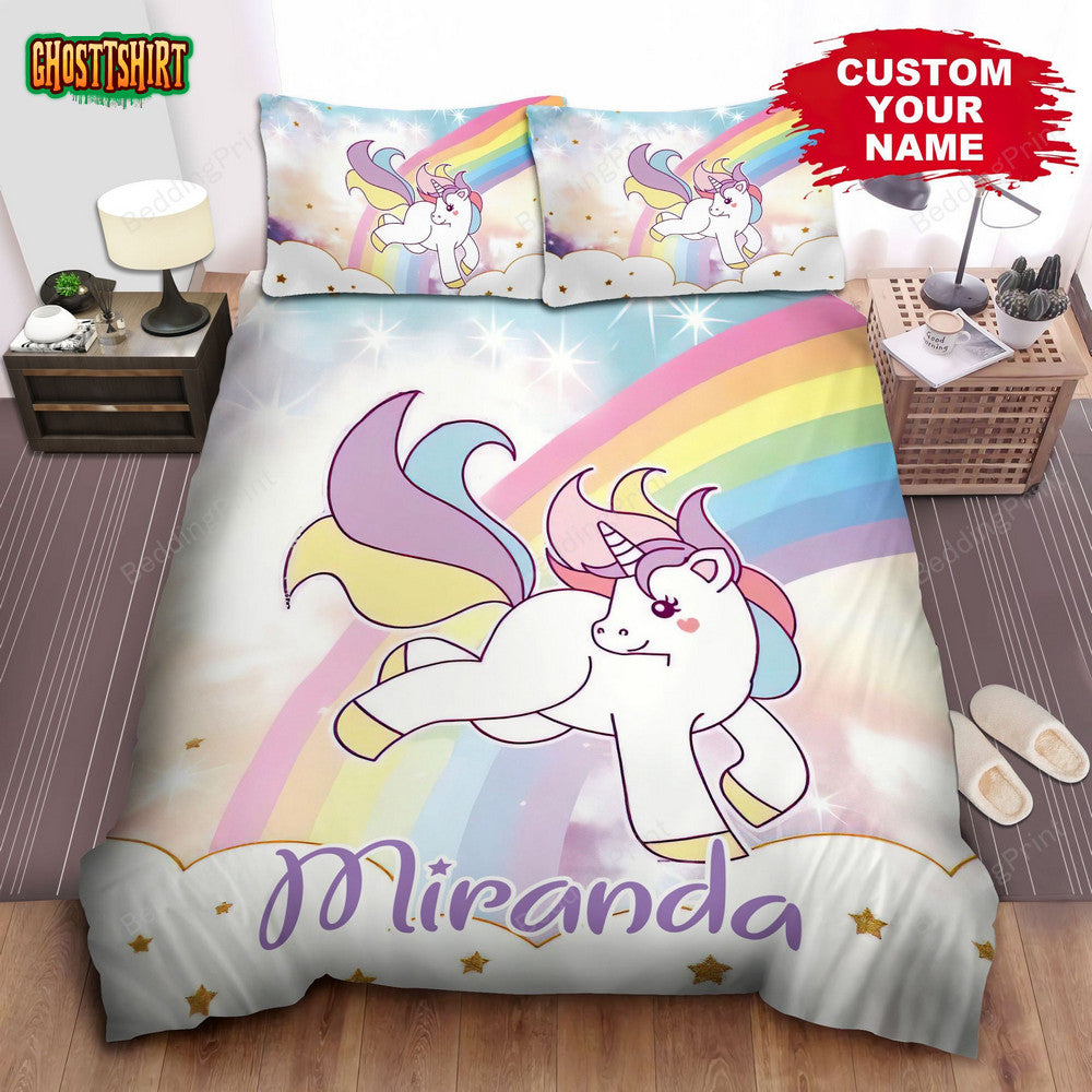 Baby Unicorns Shower Gold Stars Bed Sheets Spread Comforter Duvet Cover Bedding Set