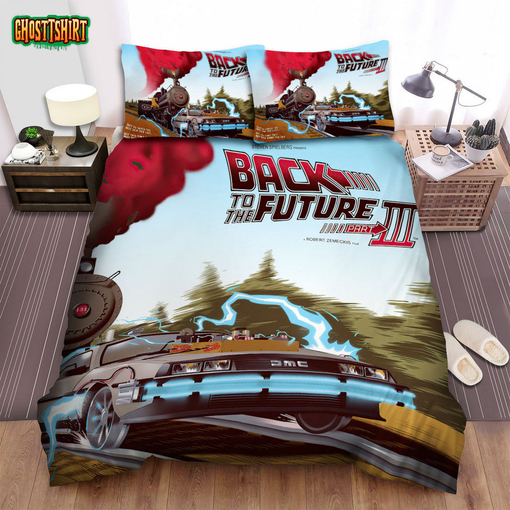 Back To The Future Part Iii Train Poster Bed Sheets Spread Comforter Duvet Cover Bedding Set
