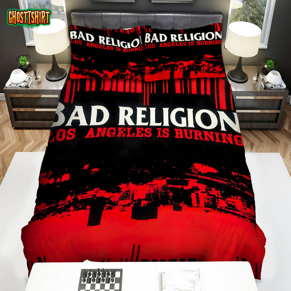 Bad Religion Band Los Angeles Is Burning Bed Sheets Duvet Cover Bedding Set