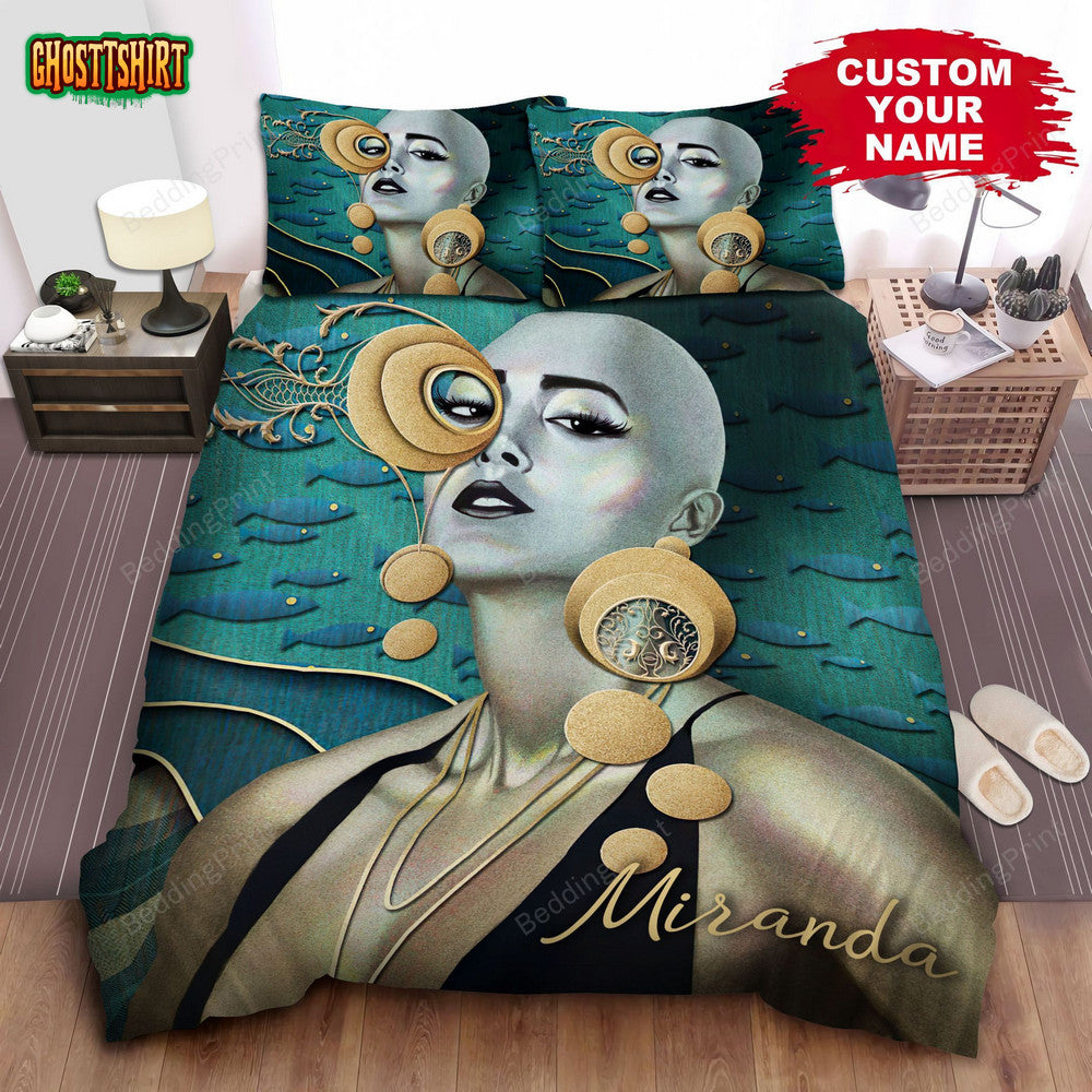 Bald Head Black Woman Bed Sheets Duvet Cover Bedding Set