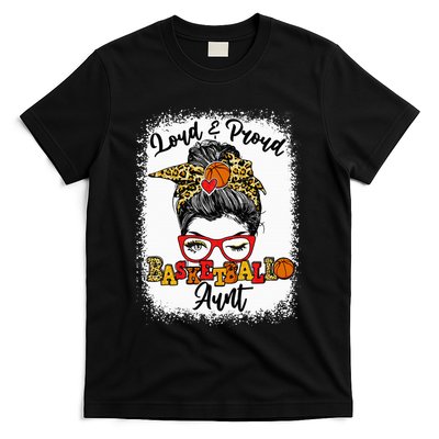 Basketball Aunt Proud and Stylish with a Messy Bun T-Shirt