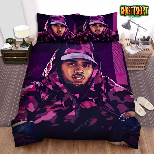 Bape Coat Chris Brown Fanart Bed Sheets Spread Duvet Cover Bedding Set
