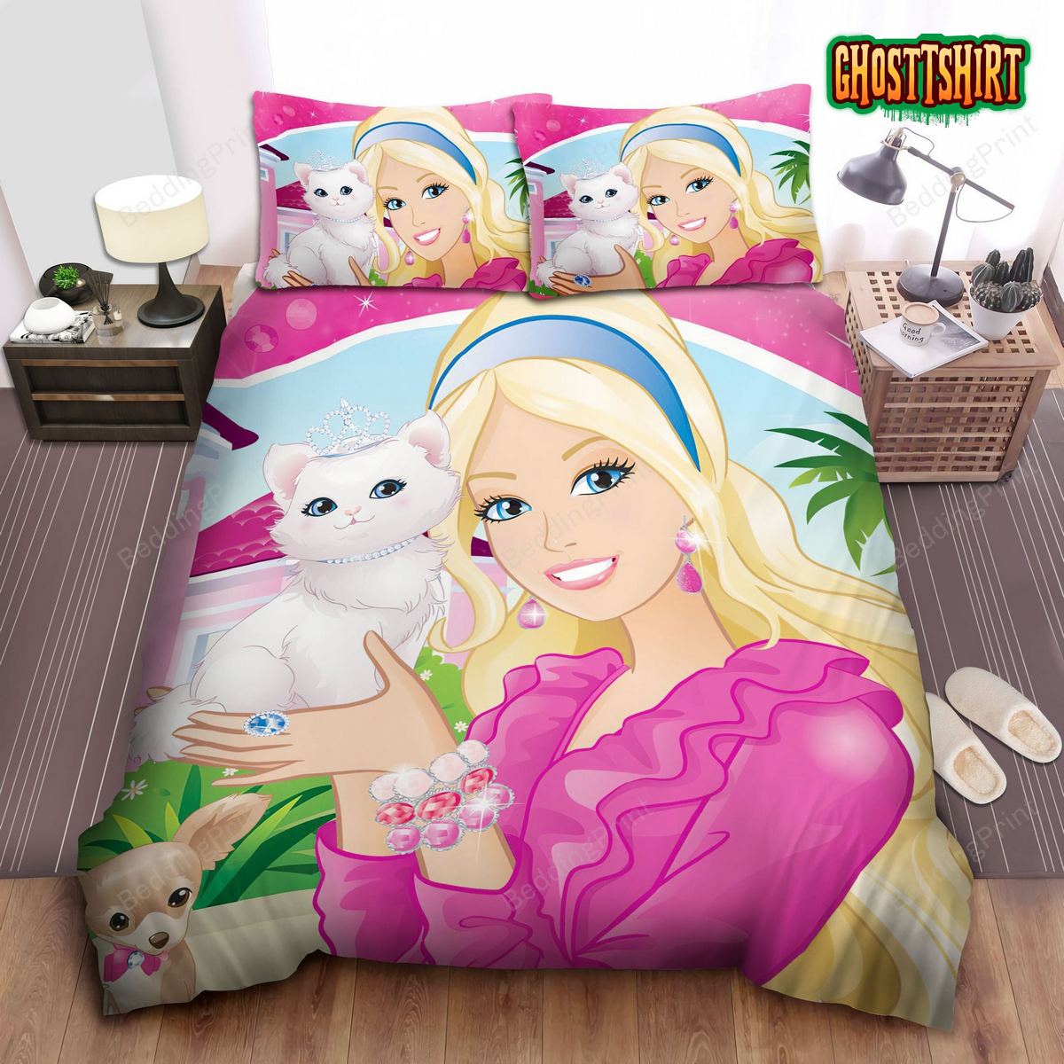 Barbie And Dogs Bed Sheets Duvet Cover Bedding Set