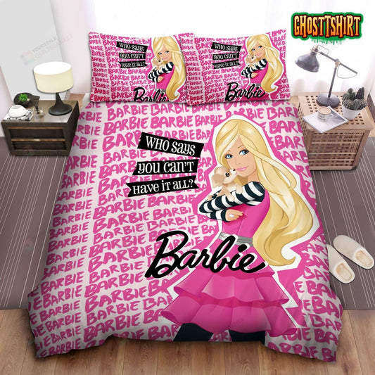 Barbie And Puppy Bed Sheets Duvet Cover Bedding Set