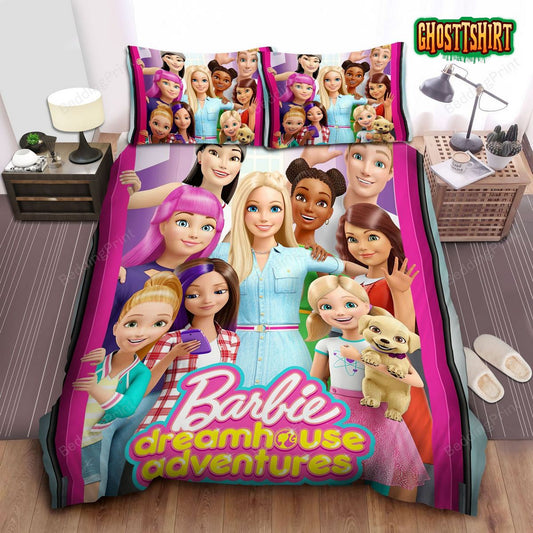 Barbie Family Dreamhouse Adventure Bed Sheets Duvet Cover Bedding Set