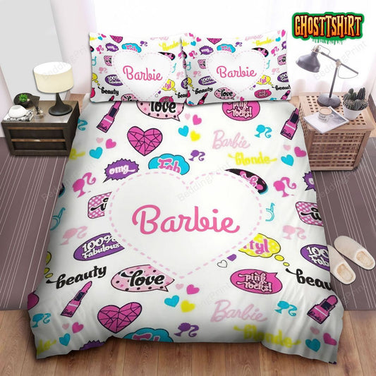Barbie Heart Sign Bed Sheets Duvet Cover Bedding Set