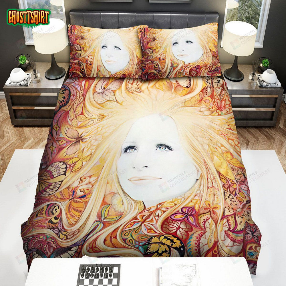 Barbra Streisand Butterfly Album Cover Bed Sheets Spread Comforter Duvet Cover Bedding Set