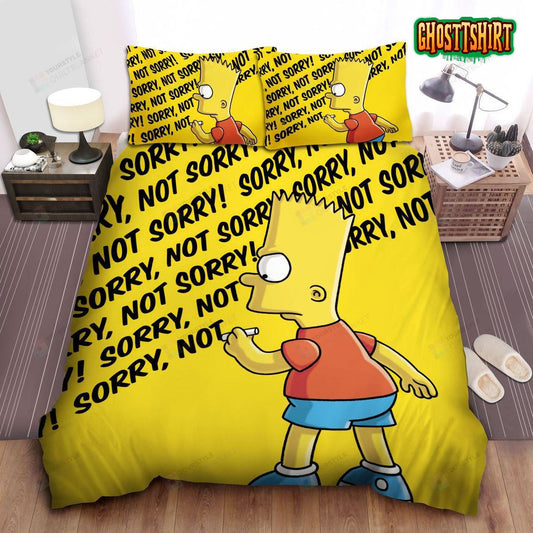 Bart Simpson Sorry Not Sorry Bed Sheets Duvet Cover Bedding Set