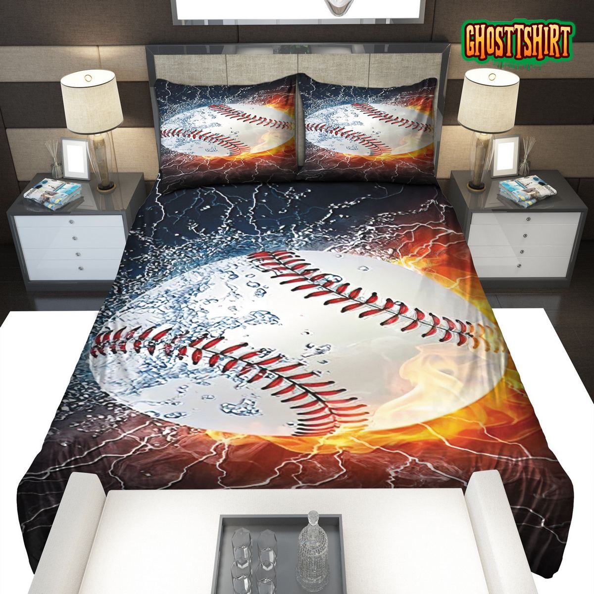 Baseball Ball Flames Bedding Set