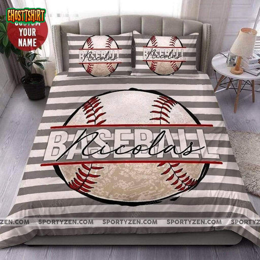 Baseball Ball Personalized Custom Duvet Cover Bedding Set
