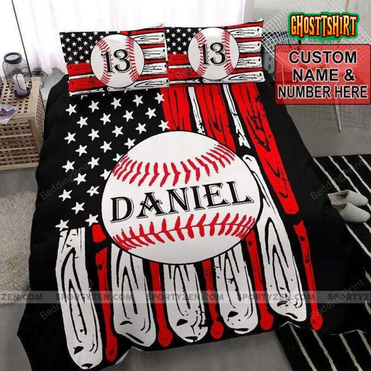 Baseball Bat Flag Duvet Cover Bedding Set