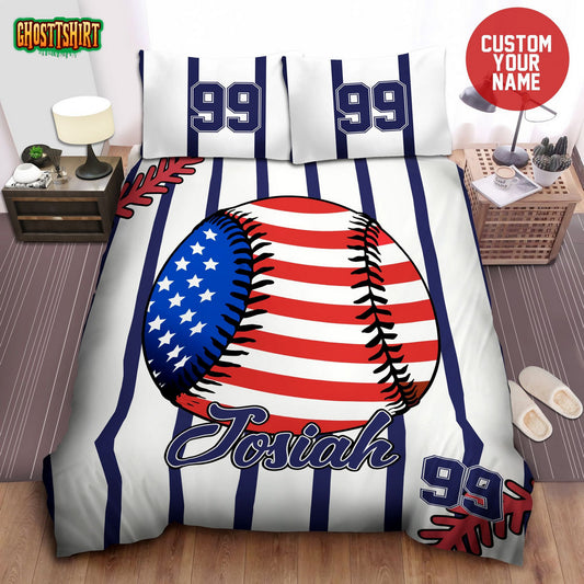 Baseball Flag Custom Duvet Cover Bedding Set