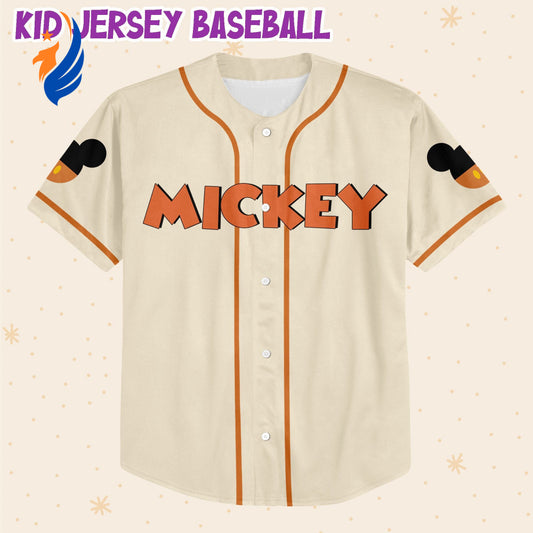 Vintage Baseball Jersey with Mickey Mouse Design: Horizontal Text for a Classic Sports Look - Bafud