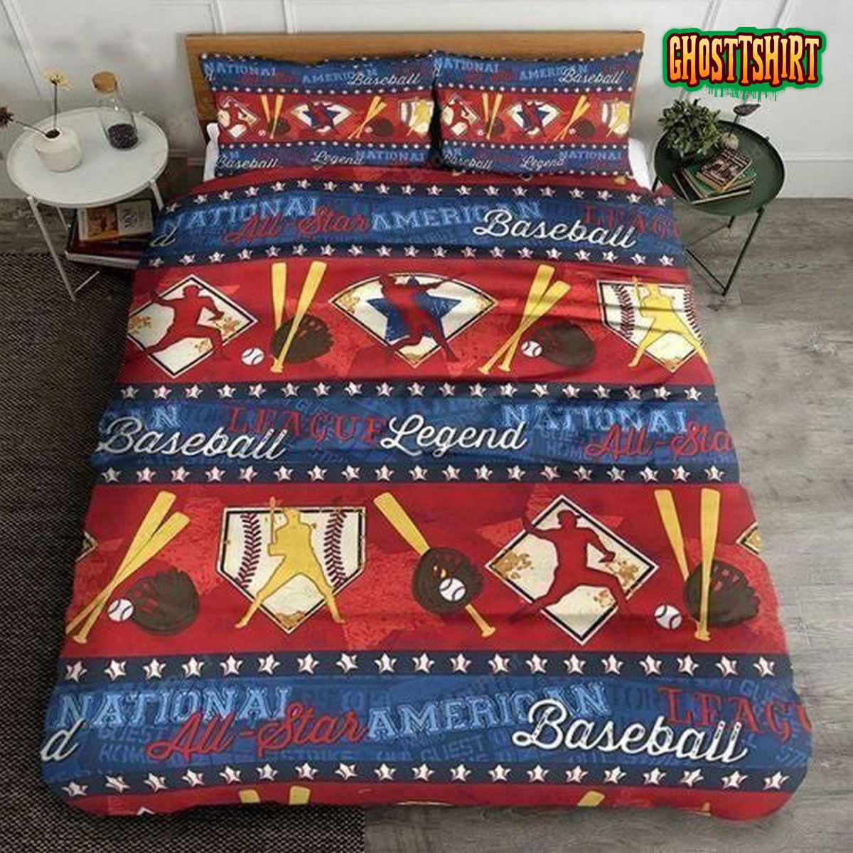 Baseball National All Star American Printed Bcotton Bed Sheets Duvet Cover Bedding Set