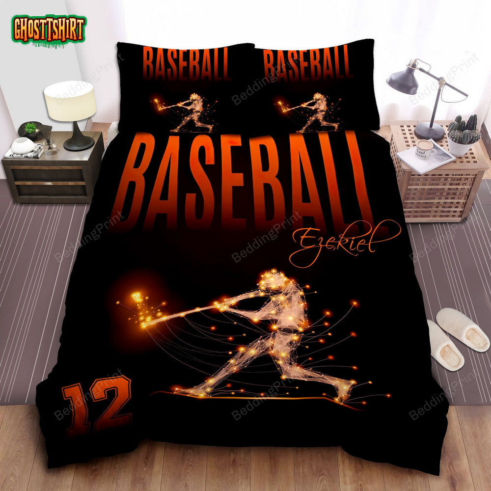 Baseball Orange Light Duvet Cover Bedding Set