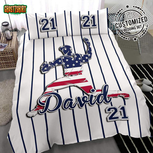Baseball Pitcher American Player Custom Duvet Cover Bedding Set